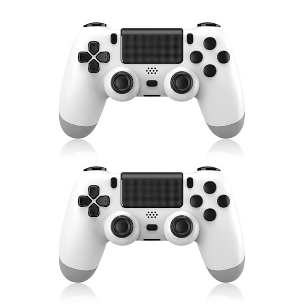 Trådløs Controller 2-pak til PS4/Slim/Pro, Controllere til PlayStation 4 med Dobbelt Vibration/3.5mm Lyd/Opladningsport og 2 stk. Kabler hvid white