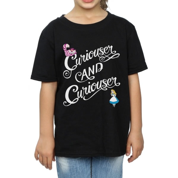Alice In Wonderland Girls Curious and Curious Cotton T-Shir Black 9-11 Years