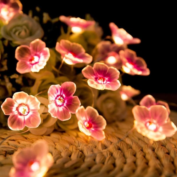 Flower Fairy Lights, 10 Ft 30 LED Pink Cherry Blossom String
