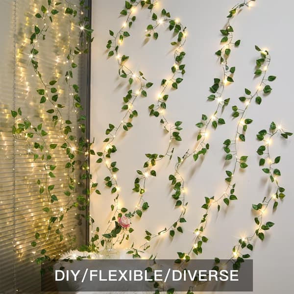 LED String Lights, 8 Modes Timer Function CE Certified Waterproof, Artificial Ivy, Lifelike Leaves Cool to the Touch, DIY-FF-