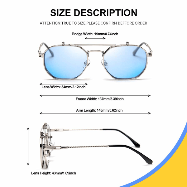 Retro Sunglasses for Women Men Steampunk Sunglasses Flip Up