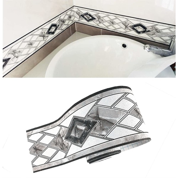Itseliimautuva tapettireunus Vedenpitävä 10 cm x 5 metriä (harmaa)-XF4-