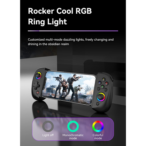 D8 Trådlös BT5.2 Spelkontroll för Switch Mobiltelefon Tablet Teleskopisk Mobiltelefon Spelkontroll Joystick med Hall Triggers Elegant White 0.27