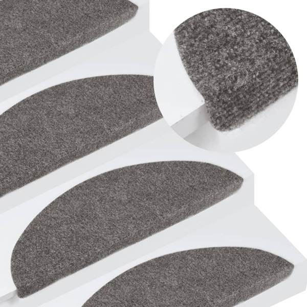 vidaXL Trappstegsmattor självhäftande 15 st 56x17x3 cm grå-XF4-