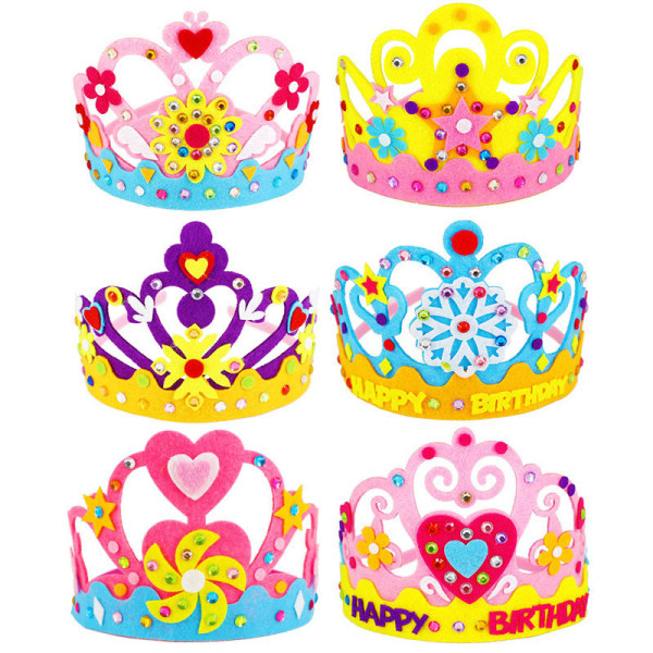 Kids Craft DIY Crown 4 stk, Princess Tiara Diadem Craft Supplies Girl, Bursdagsgaver Festdekorasjoner og rekvisita
