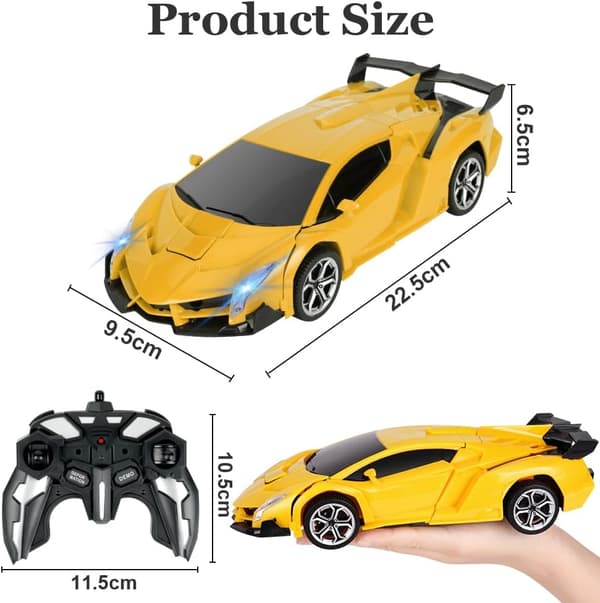 Remote Control Car, 1:18 Transforming Toys Remote Control Transform Car, 2-in-1 Transform Robot Toy with 2.4 GHz Remote Control-FF- Gul - Lamborghini