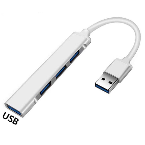 HUB 3.0 Typ C 3.1 4-ports Multi Splitter Adapter OTG för PC Silver Silver USB