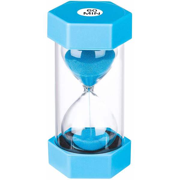Timeglass Sand Timer 60 minutter: Plast Sand Clock, Giant Blue