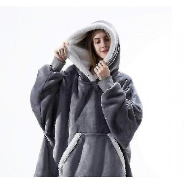 Oversized Hettegenser Teppe Bærbar Lammeull Lat Teppe Grå-X47- Grey