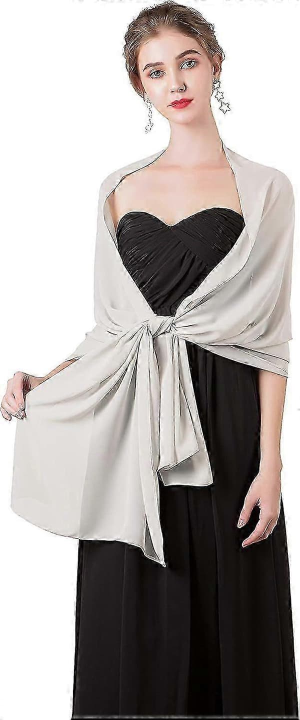 Bløde Chiffon Tørklæder, Sjaler og Wraps Kompatible med Aftenkjoler Bryllupssjal Wrap Brudetørklæde Kompatibelt med Kvinder One Size One Size Silver