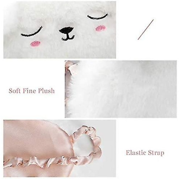 Zk Cute Animal Sleep Mask Blød plys øjenmaske cover til børn piger kvinder hjem