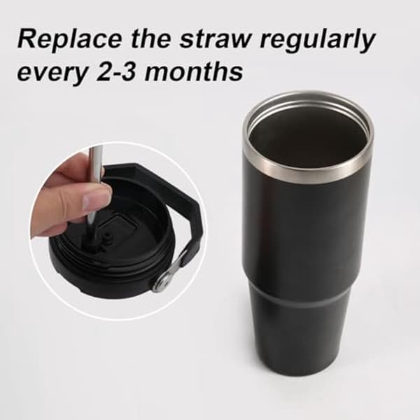 Sugrør i rustfritt stål, 6-pakning med 2 børster for Stanley Iceflow Flip 30oz