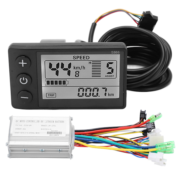 36V/48V 250W/350W 15A Børsteløs Motorstyring LCD866 Displaypanel Elektrisk Cykel Børsteløs Controller Kit 0.5