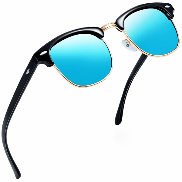 Halvbåglösa polariserade solglasögon Man - UV400 skydd Retro