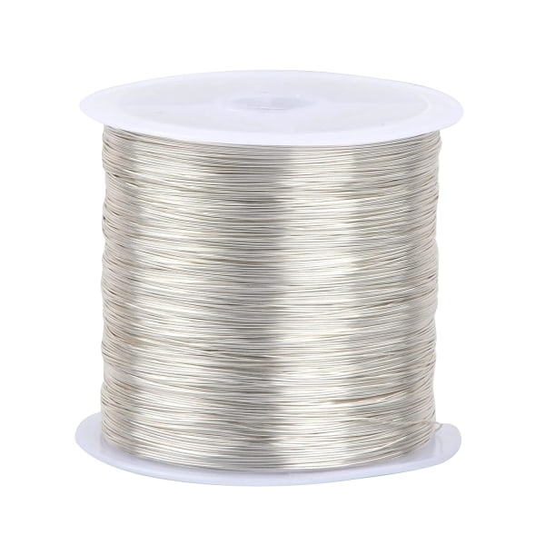 100 m x 0,3 mm kopparsmyckestråd for hantverkssmycken pärltråd, metal hantverkstråd for smyckenstillverkning (sølvfarve)