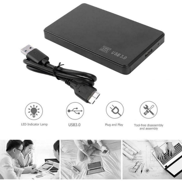 USB3.0/2.0 SATA 2.5\" Ekstern Harddiskboks blackB B