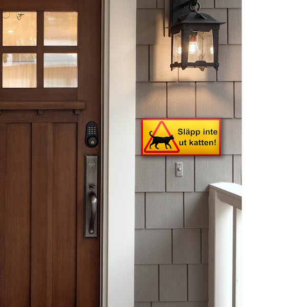 Cat Sign / Warning Sign Cat - Sign MultiColor MultiColor 14x30 - Släpp inte ut katten!