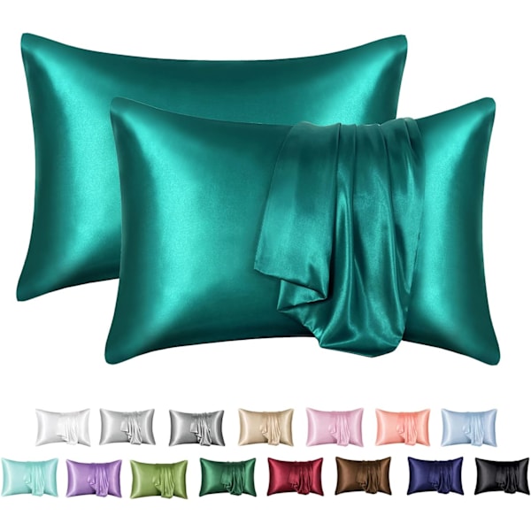 Silk Satin Örngott 2-pack (utan fyllmedel) Teal Teal 51X91cm