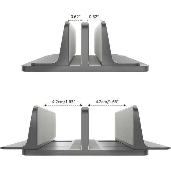 Dubbelt vertikalt stativ för bärbar dator, dubbelt skrivbordsställ justerbar bärbar dator