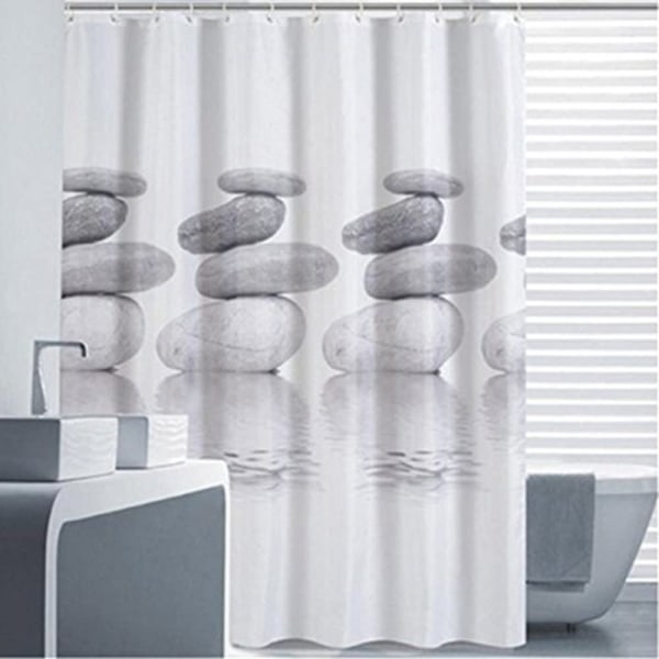 Badeforhæng 200x200 tekstilgrå småstensformfast