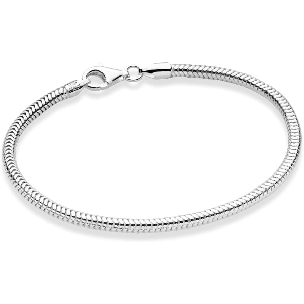 Sterling Silver 925 Sterling Silver Snake Chain Armband for kvinner, menn, flickor, berlockarmbånd,