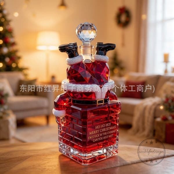 Jul-tomte som fastnat i skorstenen Santa Claus bottle