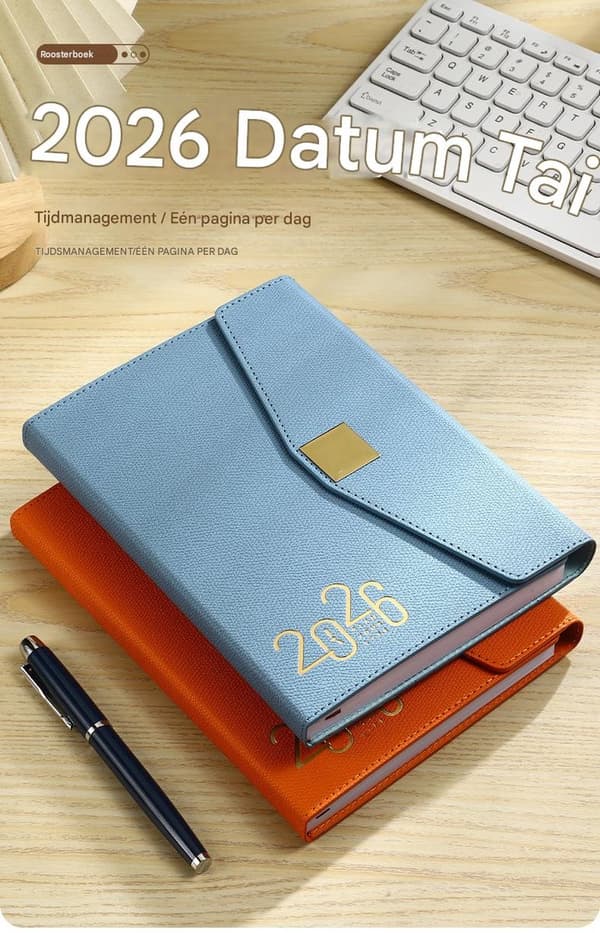 Agenda 2026 Planer A5 Presentförpackning med Pennpåfyllning Lyxig Orange Presentförpackning Orange