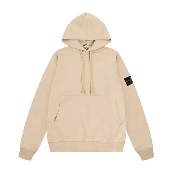 Sten Trendig Amerikansk Stone Island Emblem Huvtröja i Ren Bomull för Män Kvinnor High Street Lös Kappa Hoodie GRÅ GRAY L GRAY GRAY L