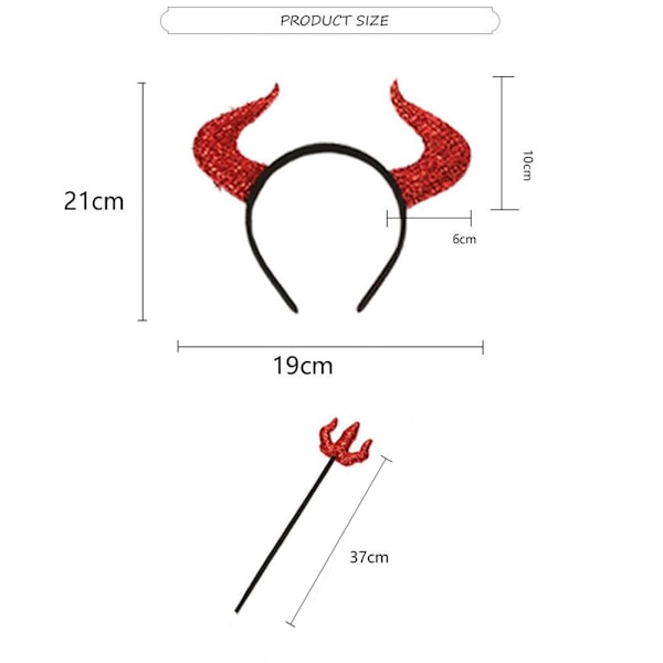 Barn Demondjur Horn Hårbåge Huvudband och Treudd Set Halloween Fest Kostym Rekvisita Cosplay Dekoration