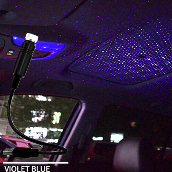 USB LED-autokatto tähti yövalo sininen+violetti