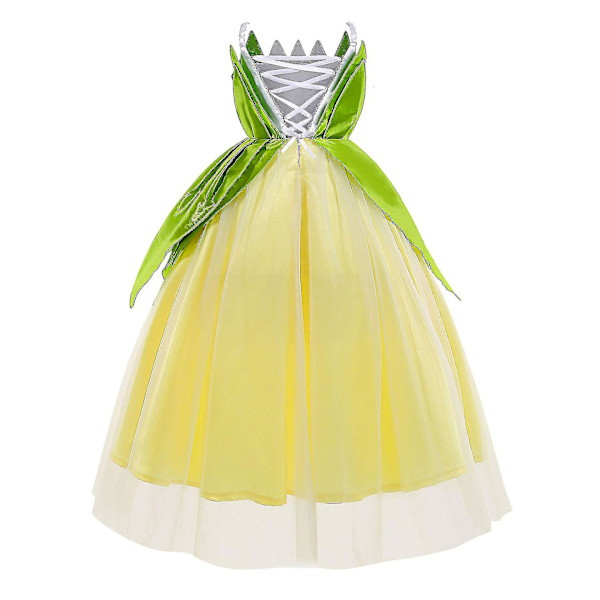 Prinsesse Tiana Cosplay Kostyme Jenter Fe Prinsesse Kjole Halloween Karneval Fest Fancy Dress 100