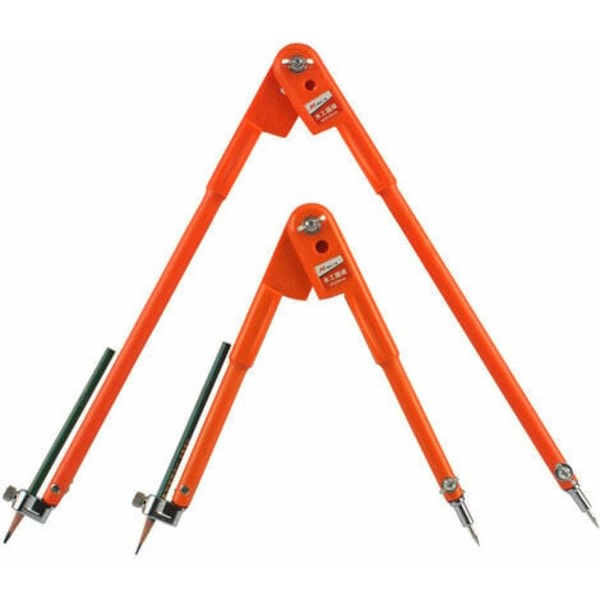2 kompasser/ Set med precisionsblyertskompasser, stor diameter - orange L+S