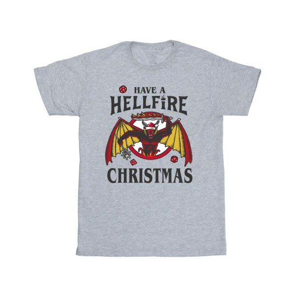 Netflix Girls Stranger Things Hellfire Christmas Cotton T-Shirt Sports Grey 7-8 Years