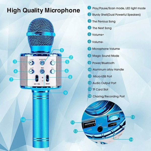 Trådlös karaokemikrofoni. Bluetooth Karaoke Mikrofon med 5