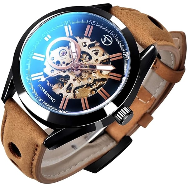 Skeleton for män Automatisk Mekanisk Armbandsur Casual Watch Watch