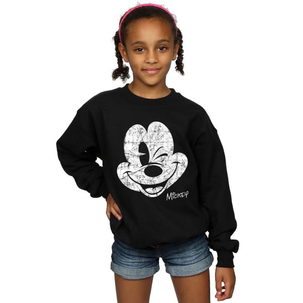 Disney Girls Mickey Perky face bomuldstrøje 12-13 år Bl Black 12-13 år