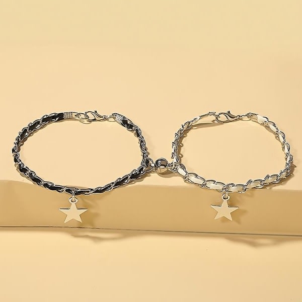 Par matchende magnetisk armbånd stjerneform anheng Justerbar håndsmykkedekor for Valentinsdag gave 1 par