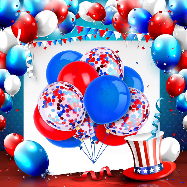 80 stk 12" konfetti latex balloner (rød, blå)