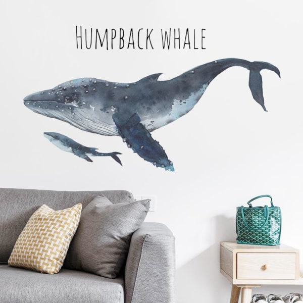 Håndmalet Whale Wall Stickers Decals Dekorativ tapetklæber
