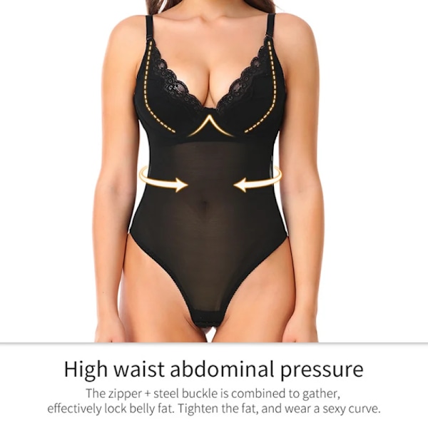 Kvinner Slanking Shapewear Body Bue Control Briefs Body Shaper Bryllupsfest Modellering Undertøy Stringtruse Innebygd BH Camisoles Black Black L