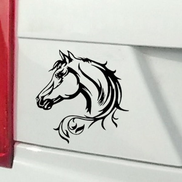 2 stk-19,5 cm sort, hvidt hestehoved reflekterende bilklistermærke med L