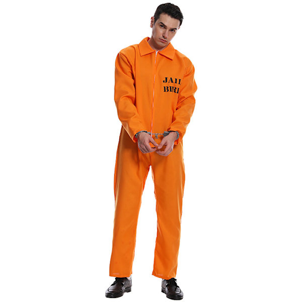 Fængselsdragt, Orange Fængselsfange Halloween Kostume Mænd XL Men