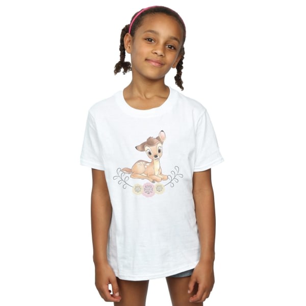 Disney Girls Bambi Akvarell bomull T-shirt 5-6 år Vit 5-6 år