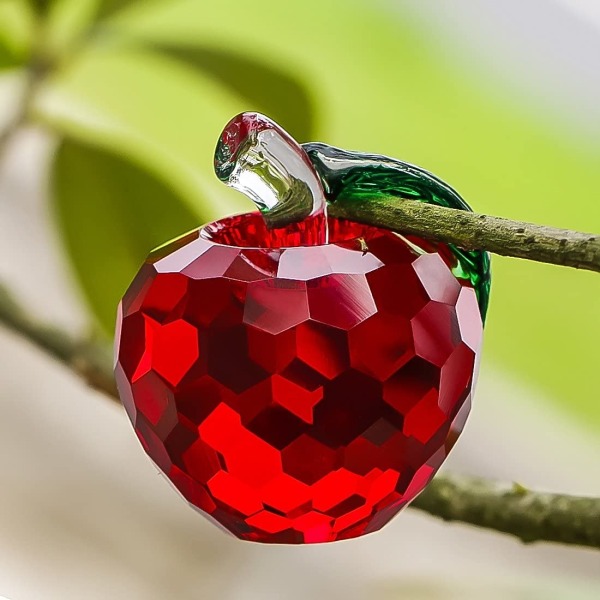 Crystal Apple Paperweight Art Glass Fruit Keräilyhahmot