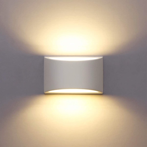 Vägglampe til indendørs Vit LED Vägglampe 7W Varmvit Modern Gyps