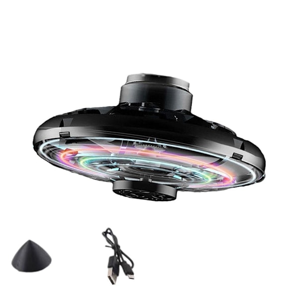 Mini Drone LED UFO Typ Flygende Helikopter Spinner Fingertop Upgr black onesize