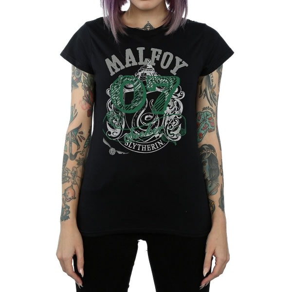 Harry Potter Dam/Dam Malfoy Slytherin bomull T-shirt M Bl Svart M