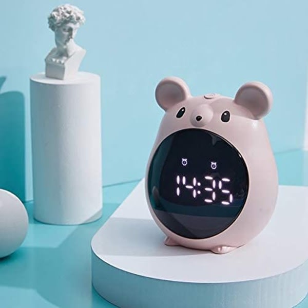 Barn Søvntrening LED Nattlys Temperaturvisning Vekkerklokke Tegneserie Elektronisk klokke Smart søvnvekkerklokke