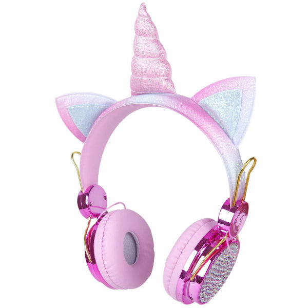 Barnhörlurar, unicorn glittrande strass hörlurar för barn