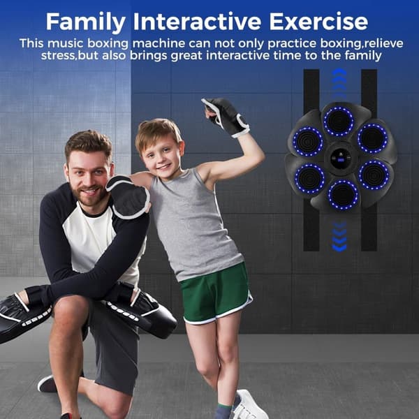 Musical Boxing Machine, Smart Wall-Mounted Boxing Machine - Bluetooth with Boxing Gloves, 9 Speeds and Countdown Modes-FF- C